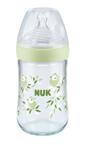 NUK - NATURE SENSE Γυάλινο Μπιμπερό ΘΣ Medium με Δείκτη Ελέγχου Θερμοκρασίας - 240ml